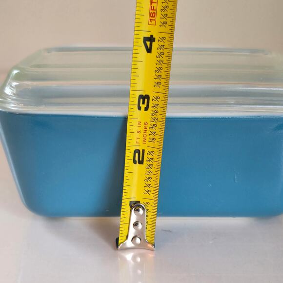 Vintage PYREX Primary Blue Fridge 2 Containers ONE Lid 502-B 40s 50s Mid Century - Picture 14 of 16